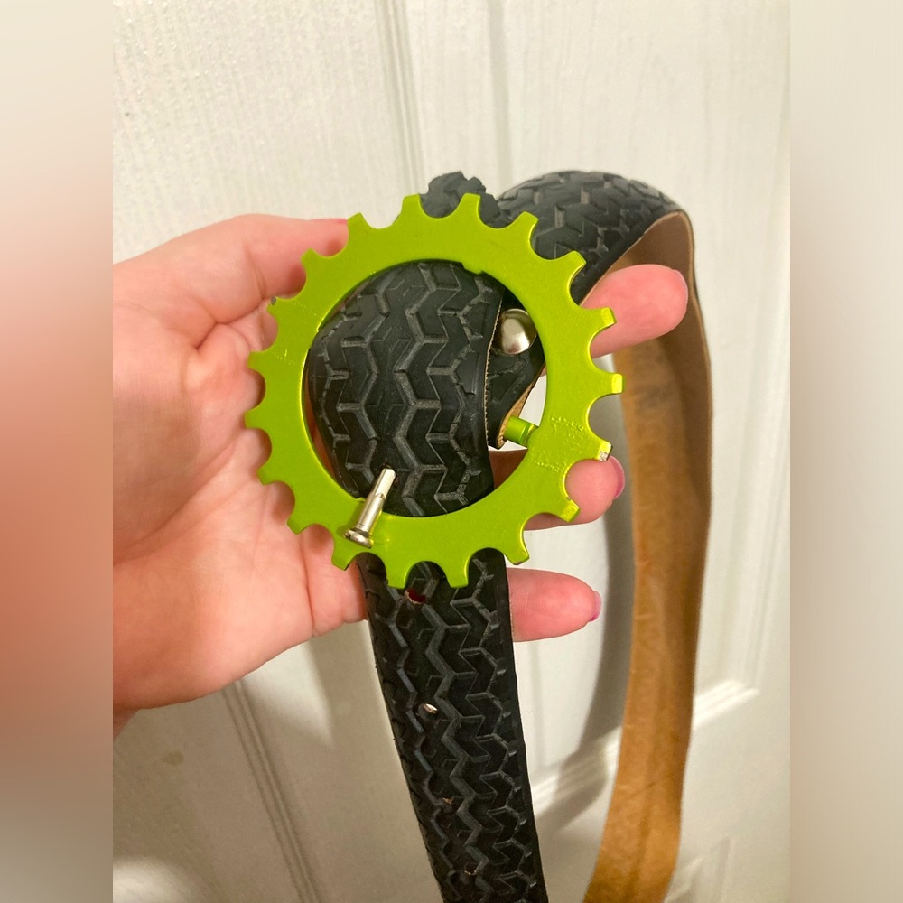 Unique handcrafted bicycle tire belt